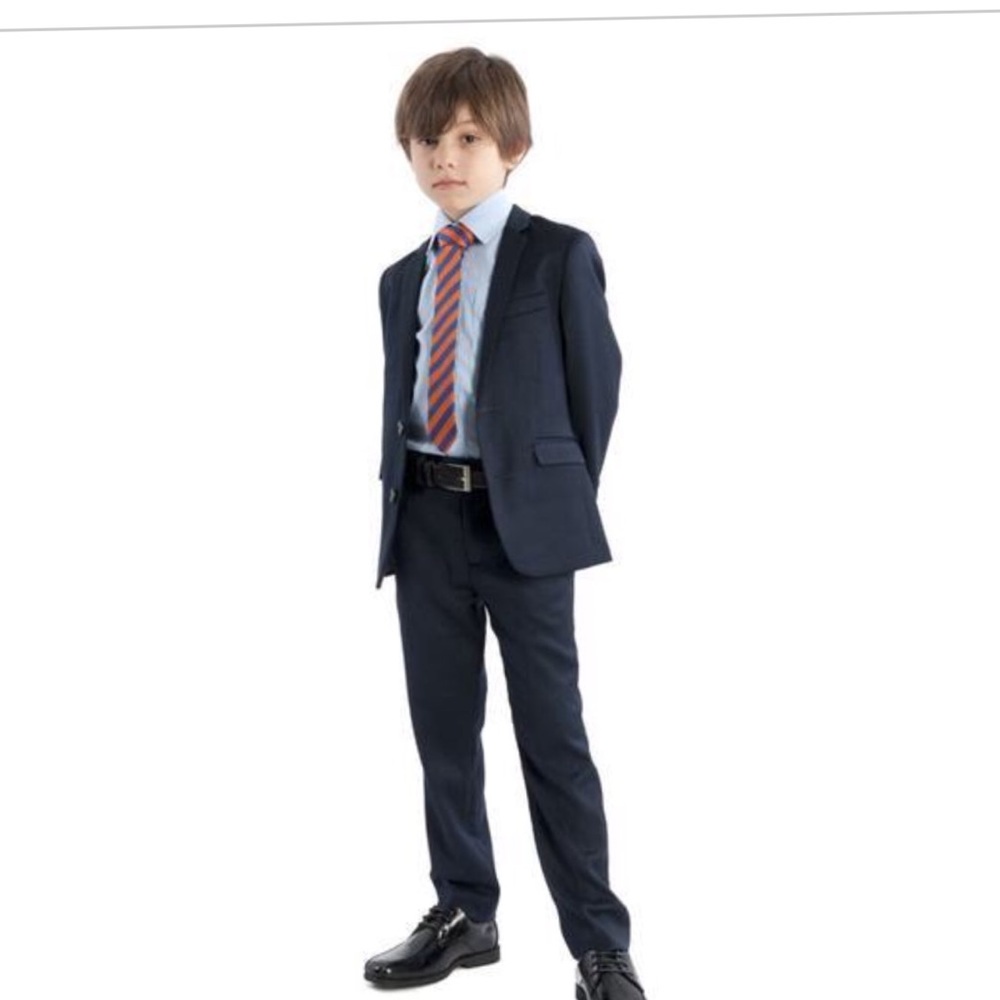 Boys slim fit modern suit.